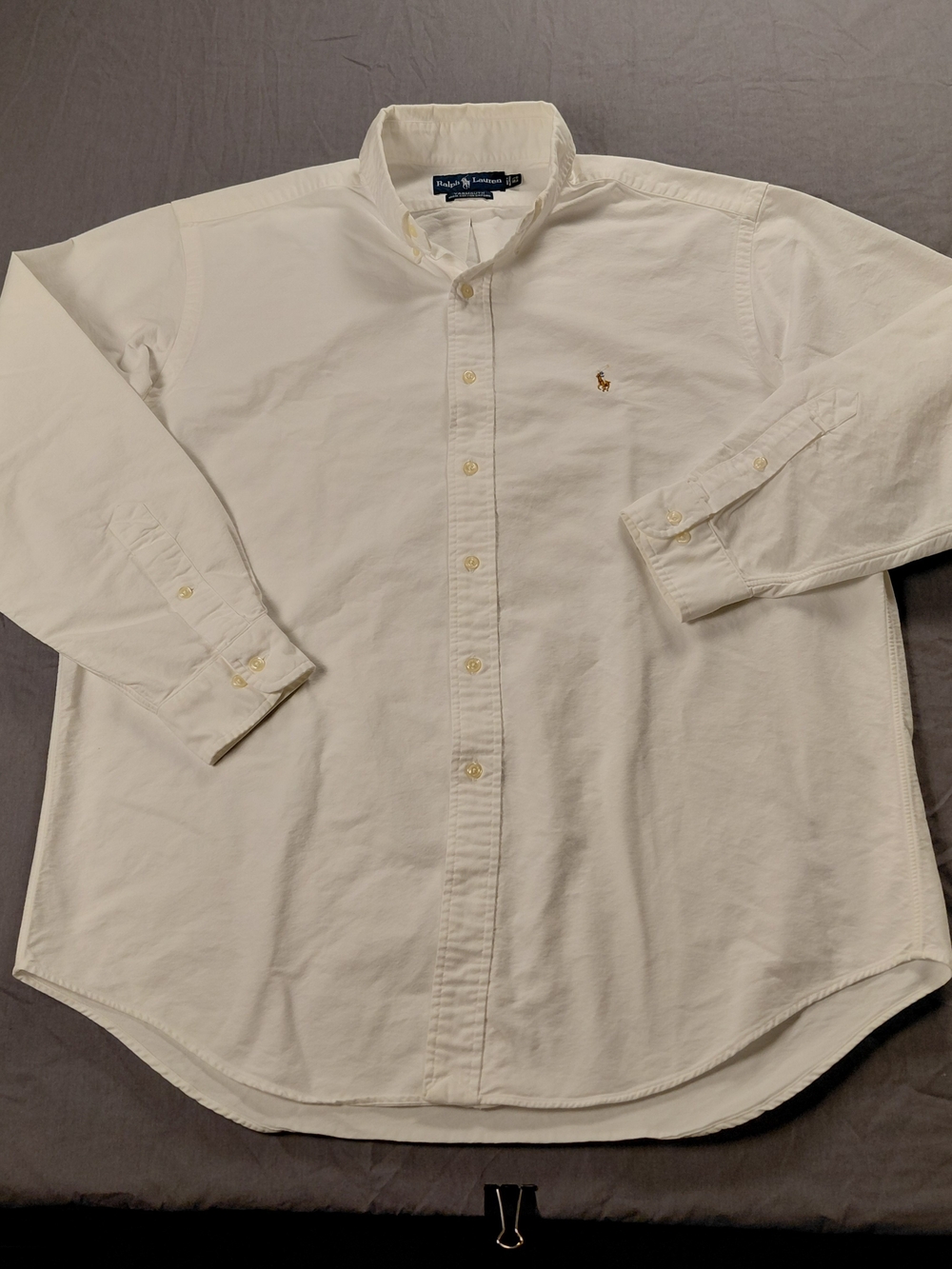 Polo by Ralph Lauren Cream Button-Down Shirt with Pony Large Embroidery